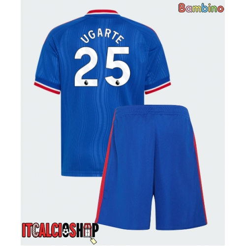 Manchester United Manuel Ugarte #25 Seconda Maglia Bambino 2026-27 Manica Corta (+ Pantaloni corti)